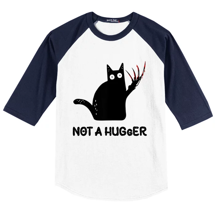 Funny Cat Not A Hugger Sarcastic Cat Saying Baseball Sleeve Shirt