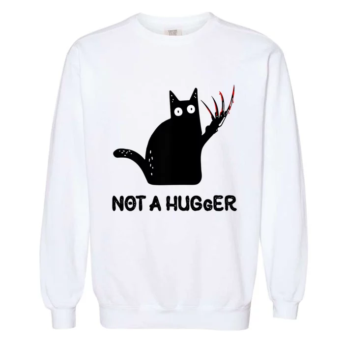 Funny Cat Not A Hugger Sarcastic Cat Saying Garment-Dyed Sweatshirt