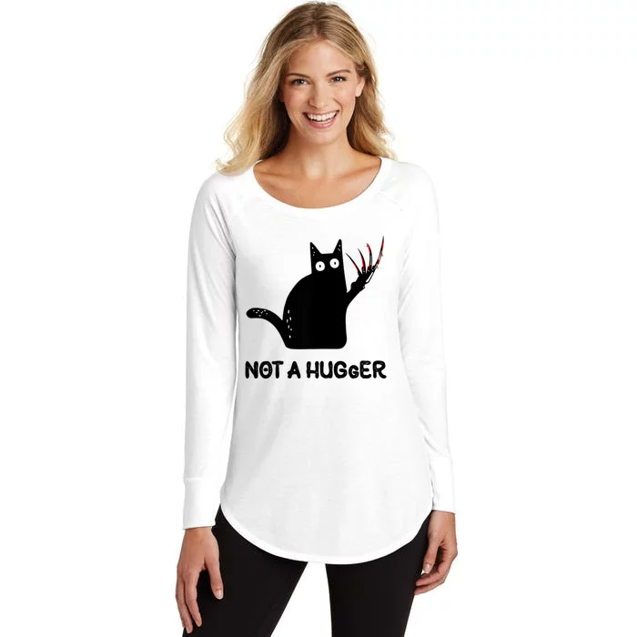 Funny Cat Not A Hugger Sarcastic Cat Saying Women's Perfect Tri Tunic Long Sleeve Shirt