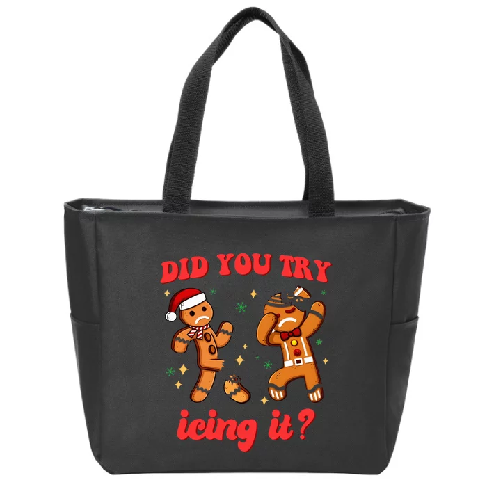 Funny Christmas Nurse Gingerbread Man Did You Try Icing It Zip Tote Bag