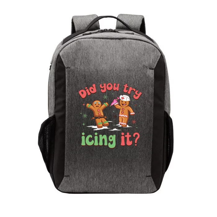 Funny Christmas Nurse Gingerbread Man Did You Try Icing It Vector Backpack