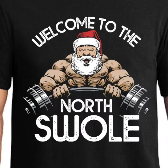 Funny Christmas North Swole Santa Claus Exercise Gym Pajama Set