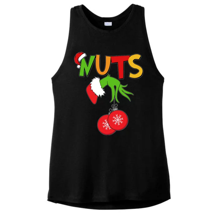 Funny Christmas Nuts Matching Couple Ladies Tri-Blend Wicking Tank