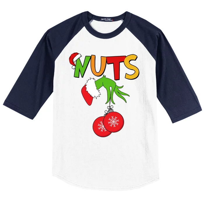 Funny Christmas Nuts Matching Couple Baseball Sleeve Shirt