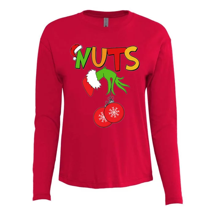 Funny Christmas Nuts Matching Couple Womens Cotton Relaxed Long Sleeve T-Shirt