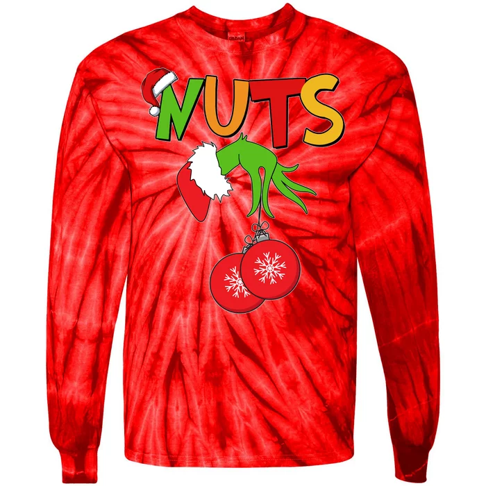 Funny Christmas Nuts Matching Couple Tie-Dye Long Sleeve Shirt