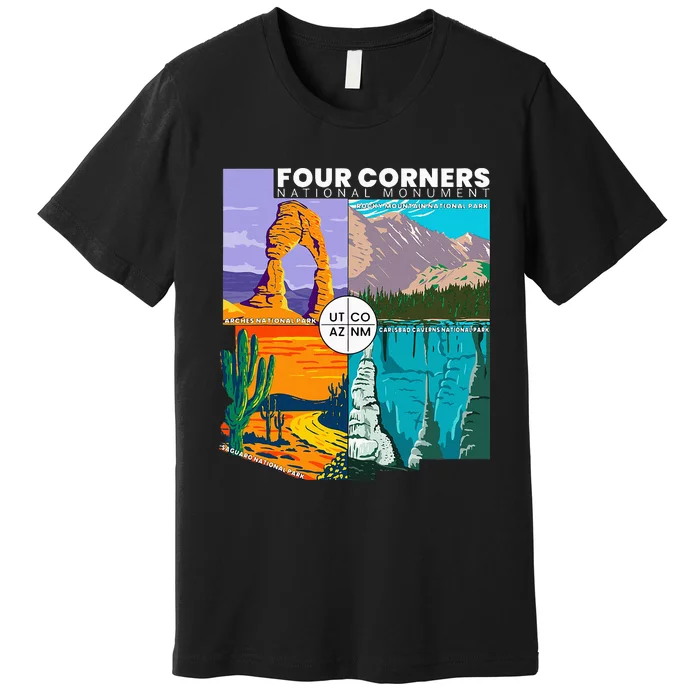 Four Corners National Monument With National Parks Premium T-Shirt