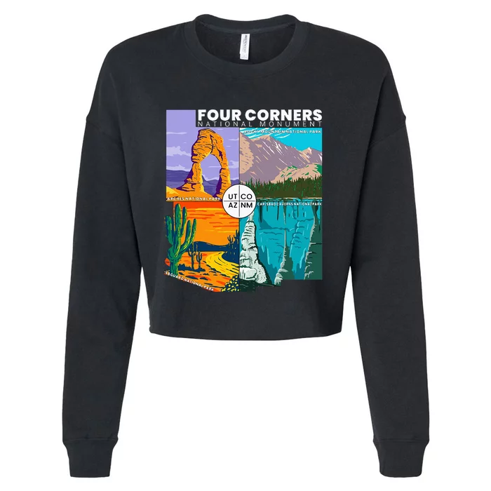 Four Corners National Monument With National Parks Cropped Pullover Crew