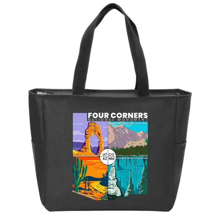 Four Corners National Monument With National Parks Zip Tote Bag