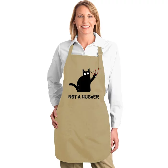 Funny Cat Not A Hugger Sarcastic Cat Saying Humor Joke Full-Length Apron With Pocket