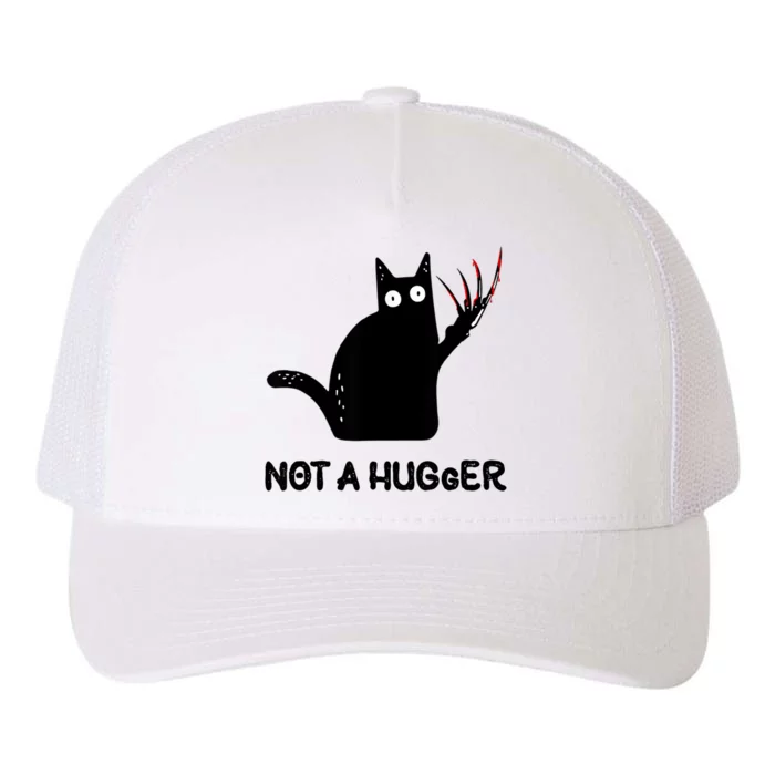 Funny Cat Not A Hugger Sarcastic Cat Saying Humor Joke Yupoong Adult 5-Panel Trucker Hat