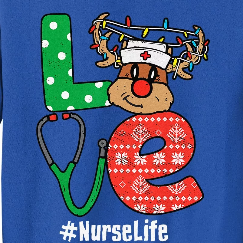 Funny Christmas Nurse Stethoscope Christmas Reindeer Nurse Tall Sweatshirt