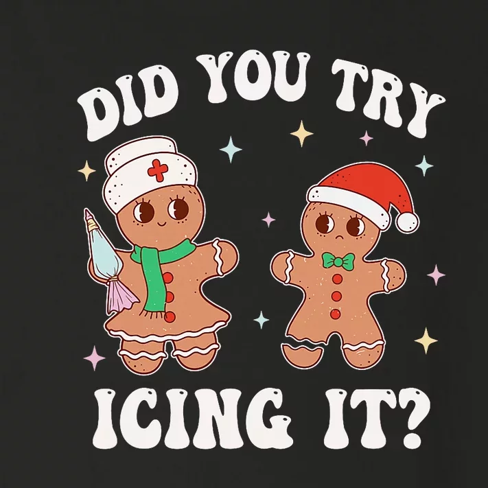 Funny Christmas Nurse Gingerbread Man Did You Try Icing It Toddler Long Sleeve Shirt