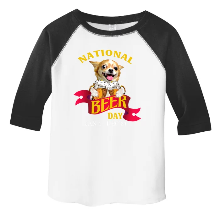 Funny Chihuahua National Beer Day Gift Gift Toddler Fine Jersey T-Shirt