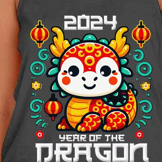 Funny Chinese New Year 2024 Year Of The Dragon 2024 Women's Knotted Racerback Tank