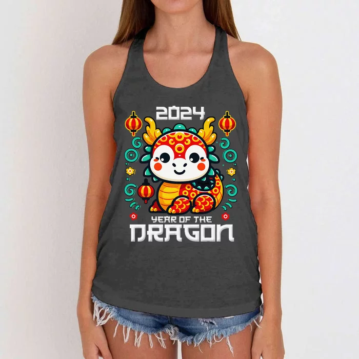 Funny Chinese New Year 2024 Year Of The Dragon 2024 Women's Knotted Racerback Tank