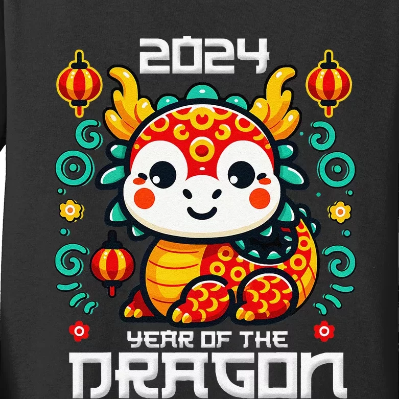 Funny Chinese New Year 2024 Year Of The Dragon 2024 Kids Long Sleeve Shirt