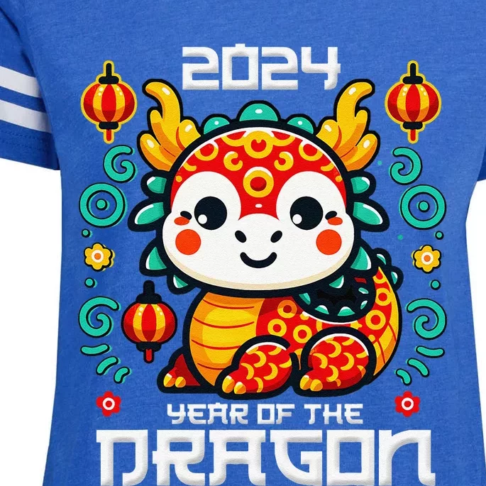 Funny Chinese New Year 2024 Year Of The Dragon 2024 Enza Ladies Jersey Football T-Shirt