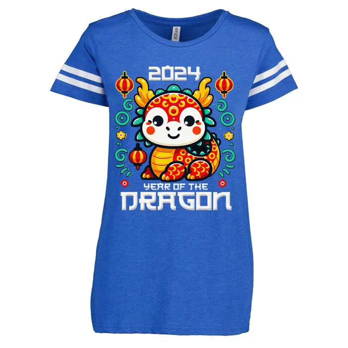 Funny Chinese New Year 2024 Year Of The Dragon 2024 Enza Ladies Jersey Football T-Shirt