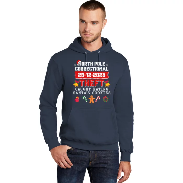 Funny Christmas North Pole Correctional Theft Caught Eating SantaS Cookies Hoodie