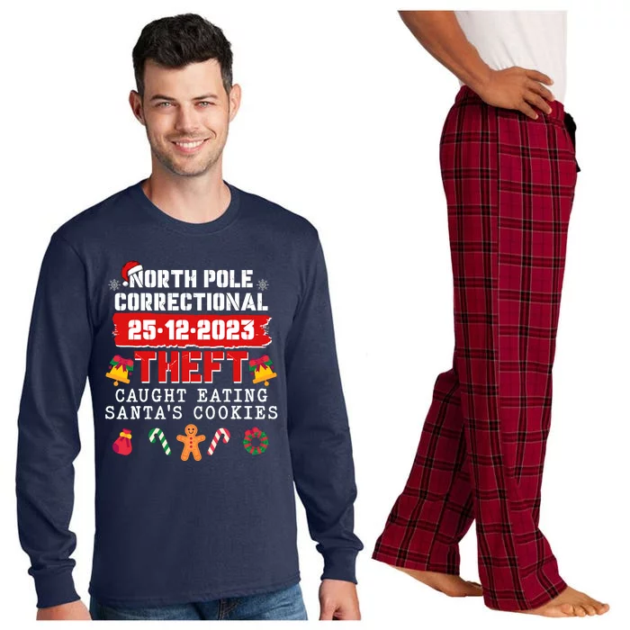 Funny Christmas North Pole Correctional Theft Caught Eating SantaS Cookies Long Sleeve Pajama Set