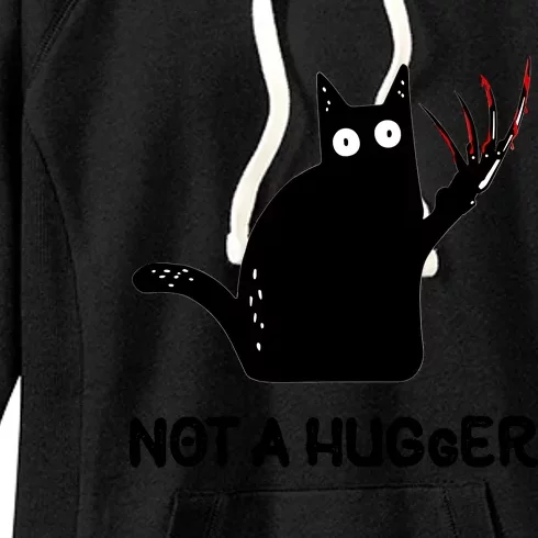 Funny Cat Not A Hugger Sarcastic Cat Saying Humor Joke Women's Fleece Hoodie