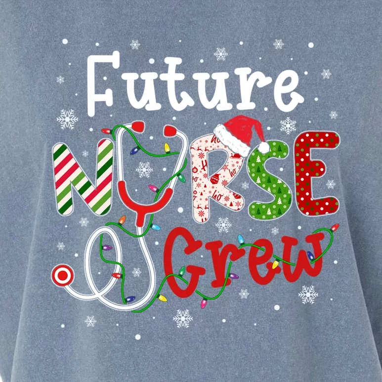 Future Christmas Nurse Crew Funny Nursing Christmas Pattern Gift Garment-Dyed Women's Muscle Tee