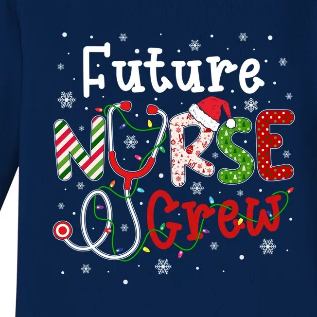 Future Christmas Nurse Crew Funny Nursing Christmas Pattern Gift Baby Long Sleeve Bodysuit