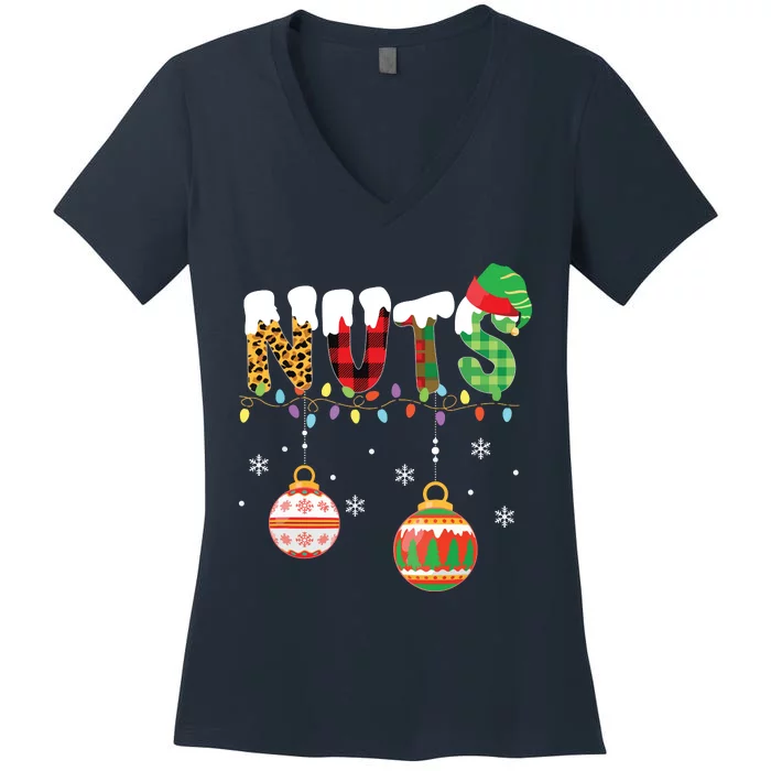 Funny Chest Nuts Couples Christmas Chestnuts Adult Women's V-Neck T-Shirt