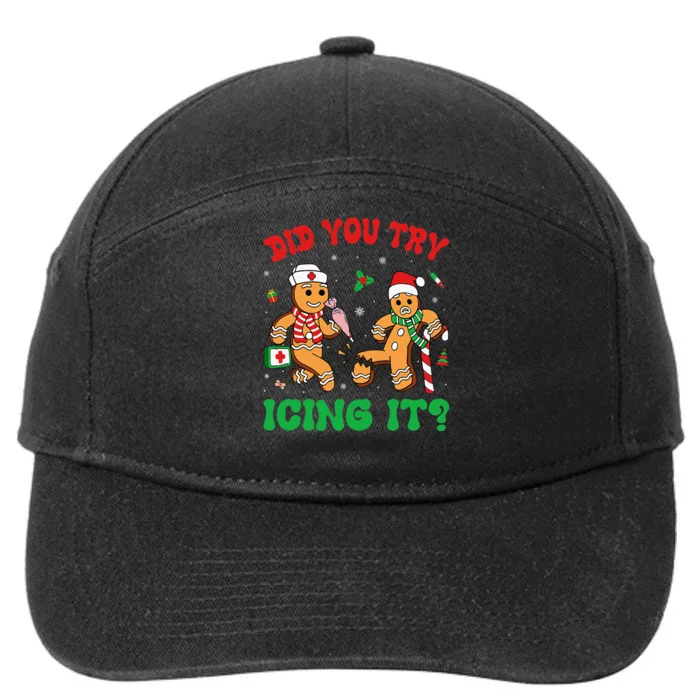 Funny Christmas Nurse Did You Try Icing It Gingerbread Man 7-Panel Snapback Hat