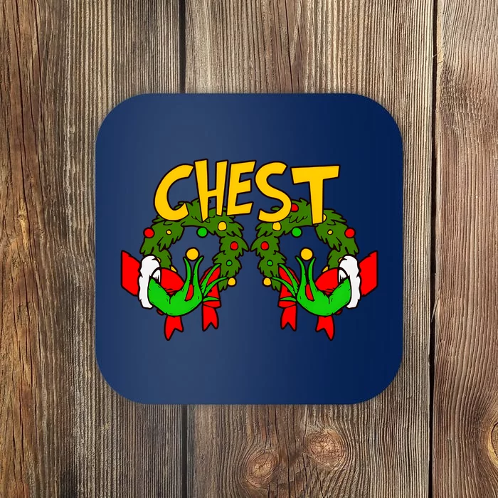 Funny Chest Nuts Couples Matching Christmas Humor Boobs Adult Joke Coaster