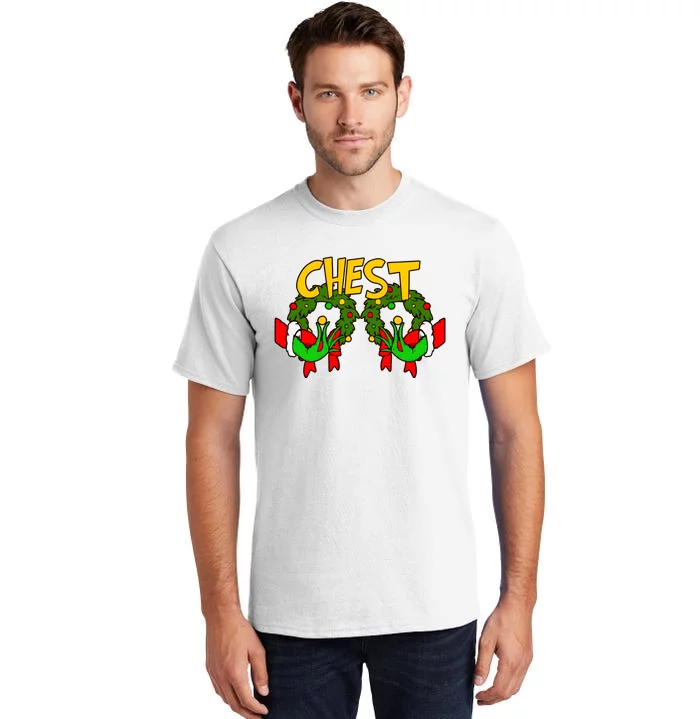 Funny Chest Nuts Couples Matching Christmas Humor Boobs Adult Joke Tall T-Shirt