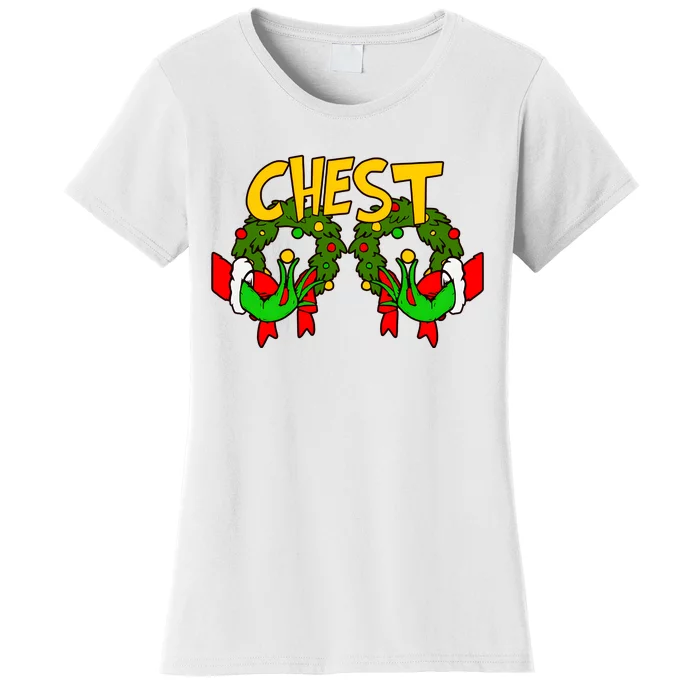 Funny Chest Nuts Couples Matching Christmas Humor Boobs Adult Joke Women's T-Shirt