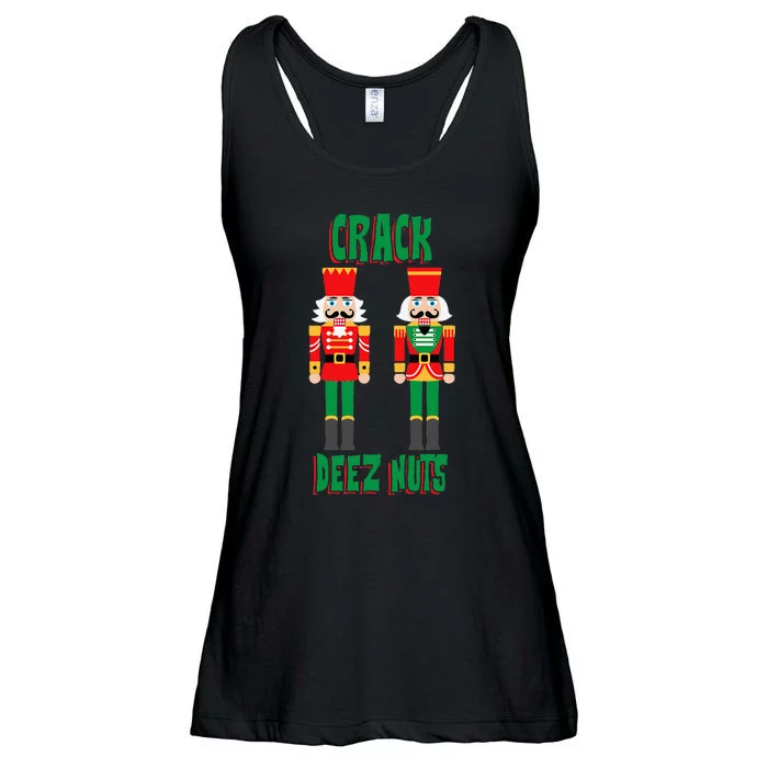 Funny Christmas Nutcracker Design Crack Deez Nuts Ladies Essential Flowy Tank