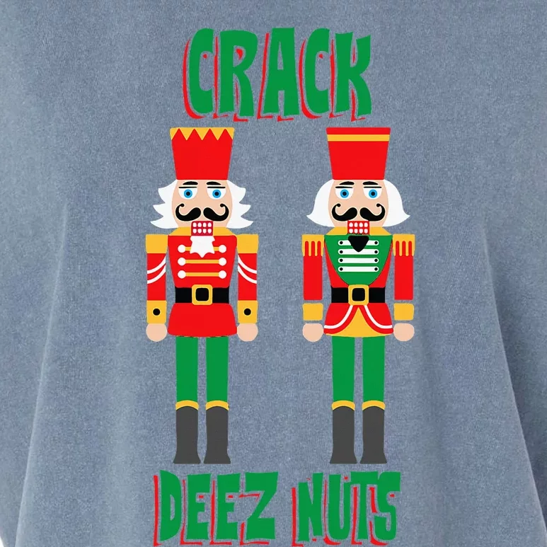 Funny Christmas Nutcracker Design Crack Deez Nuts Garment-Dyed Women's Muscle Tee