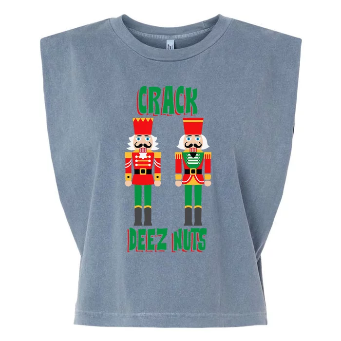 Funny Christmas Nutcracker Design Crack Deez Nuts Garment-Dyed Women's Muscle Tee