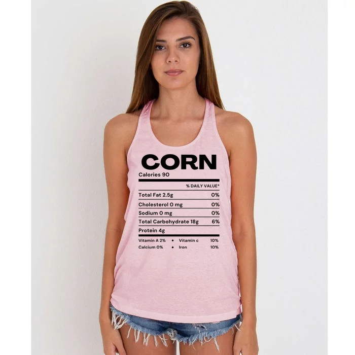 Funny Corn Nutrition Thanksgiving Costume Women's Knotted Racerback Tank