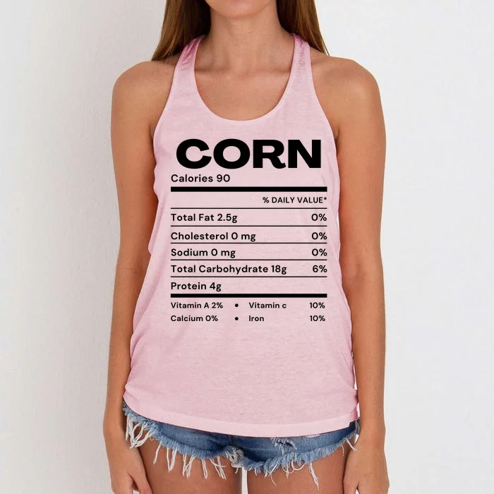 Funny Corn Nutrition Thanksgiving Costume Women's Knotted Racerback Tank