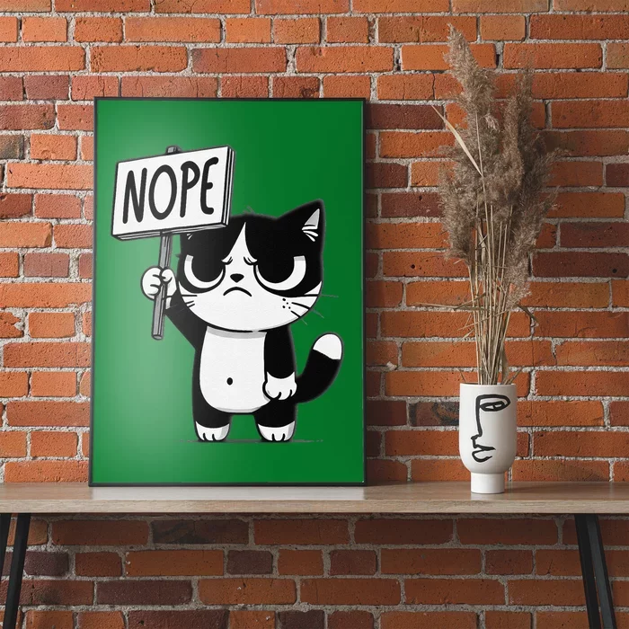 Funny Cat Nope Grumpy Face Cat Sarcastic Mom Dad Poster