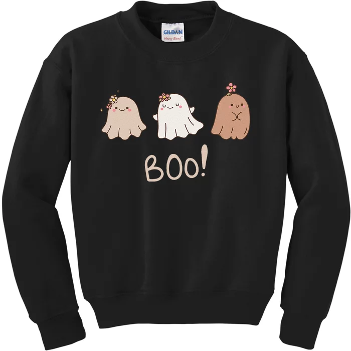 Funky Cute Neutral Tones Ghosts Boo! Kids Sweatshirt