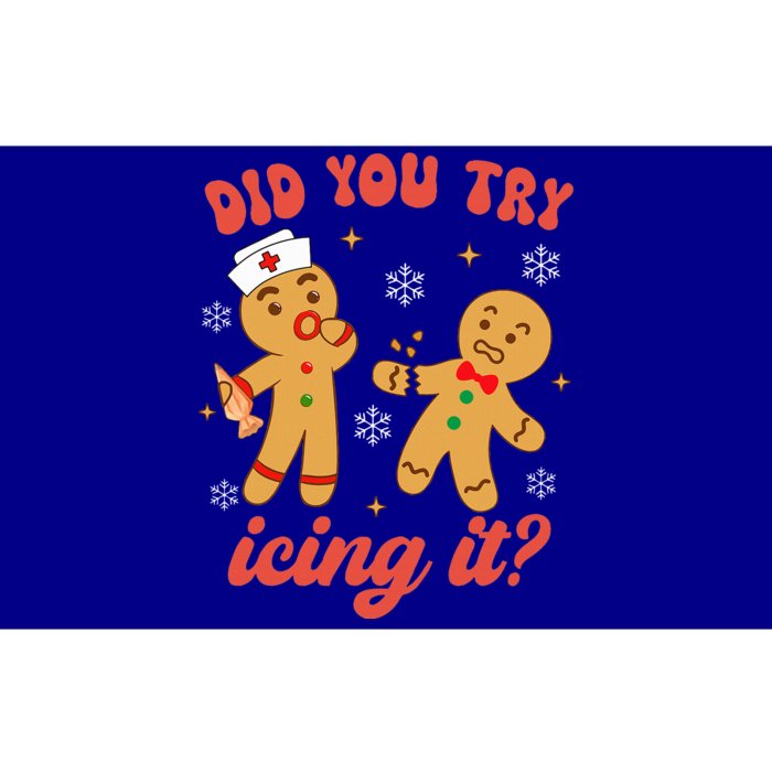 Funny Christmas Nurse Gingerbread Man Did You Try Icing It Bumper Sticker