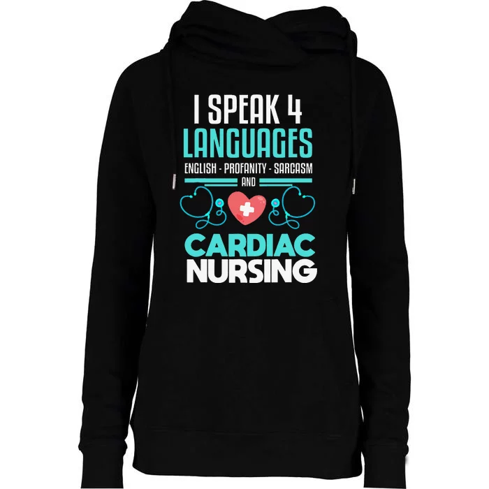 Funny Cardiac Nurse Joke Cardiology Nurse Womens Funnel Neck Pullover Hood