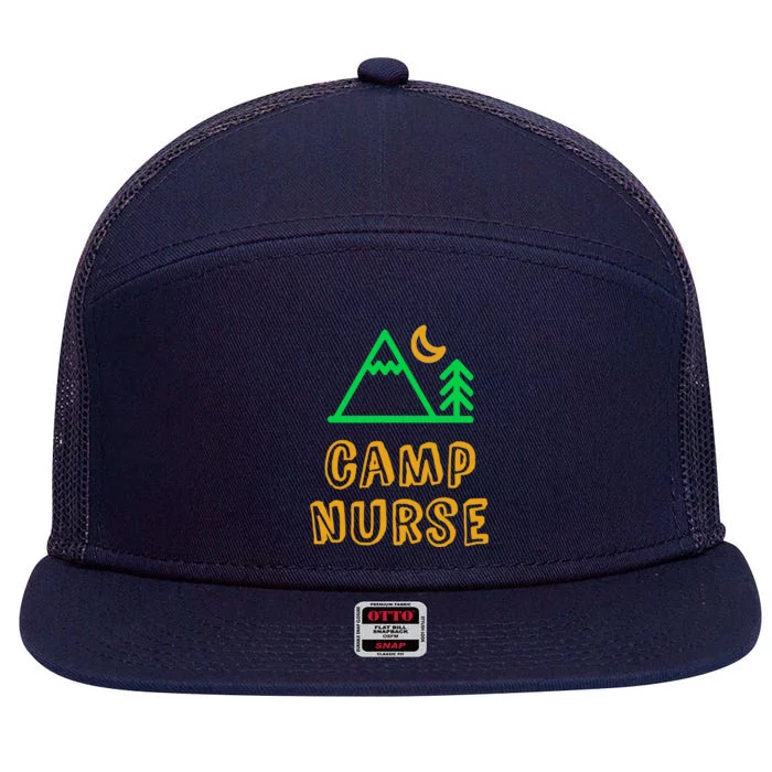 Funny Camp Nurse Medical Staff Mountain Campground Crew Cute Gift 7 Panel Mesh Trucker Snapback Hat