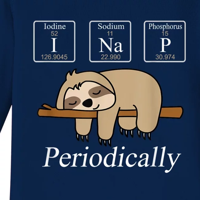 Funny Chemistry Nerdy Lazy Sloth I Nap Periodically Baby Long Sleeve Bodysuit