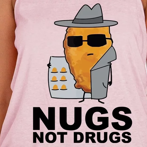 Funny Chicken Nuggets Nugs Not Drugs Women's Knotted Racerback Tank