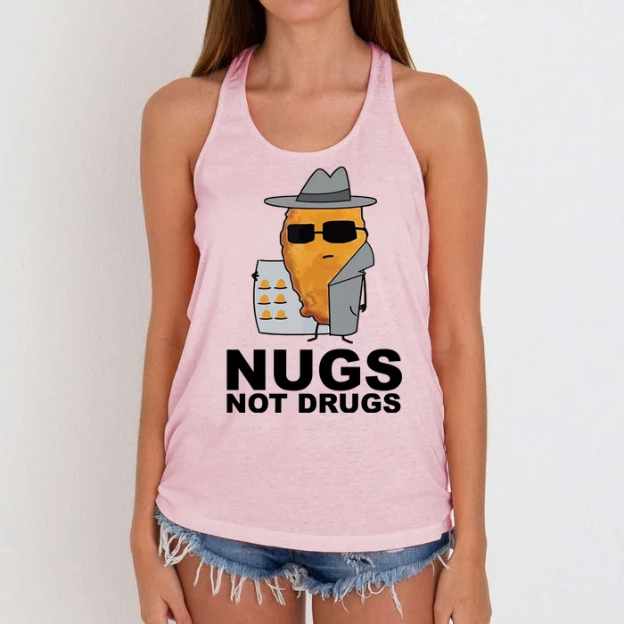 Funny Chicken Nuggets Nugs Not Drugs Women's Knotted Racerback Tank