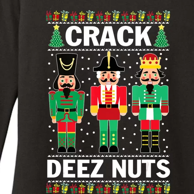 Funny Christmas Nutcracker Design Crack Deez Nuts Gift Womens CVC Long Sleeve Shirt