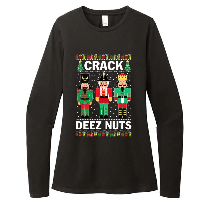 Funny Christmas Nutcracker Design Crack Deez Nuts Gift Womens CVC Long Sleeve Shirt