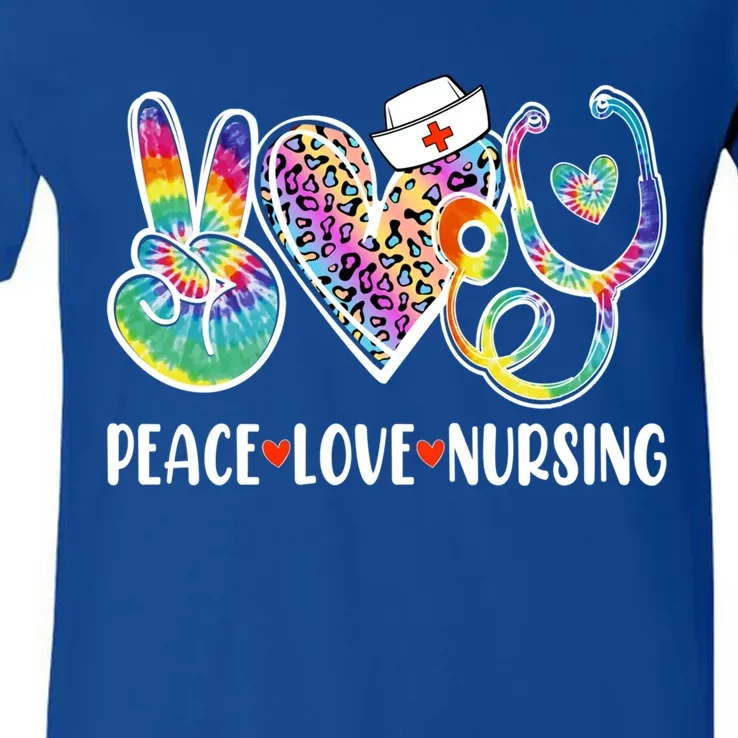 Funny Cute Nurse Peace Love Nursing Stethoscope Nurse Week Meaningful Gift V-Neck T-Shirt