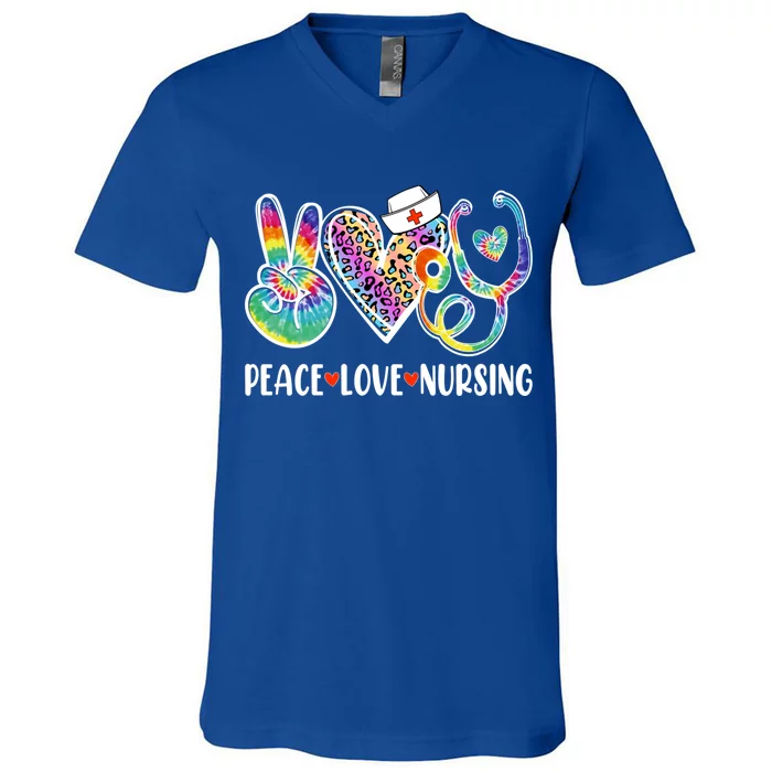 Funny Cute Nurse Peace Love Nursing Stethoscope Nurse Week Meaningful Gift V-Neck T-Shirt